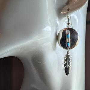 Vintage Southwestern Sterling Inlay Earrings